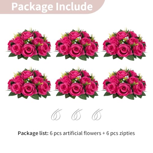 Image of NUPTIO Flower Ball for Table Centerpieces: Hot Pink Artificial Rose