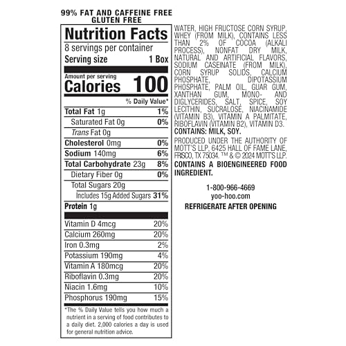 Yoo-hoo Cookies and Cream Flavored Drink, 6.5 fl oz Boxes, 32 Count (4 Packs of 8), Ready to Drink, Caffeine-Free, 99% Fat-Free, High in Calcium & Vitamin D image 3