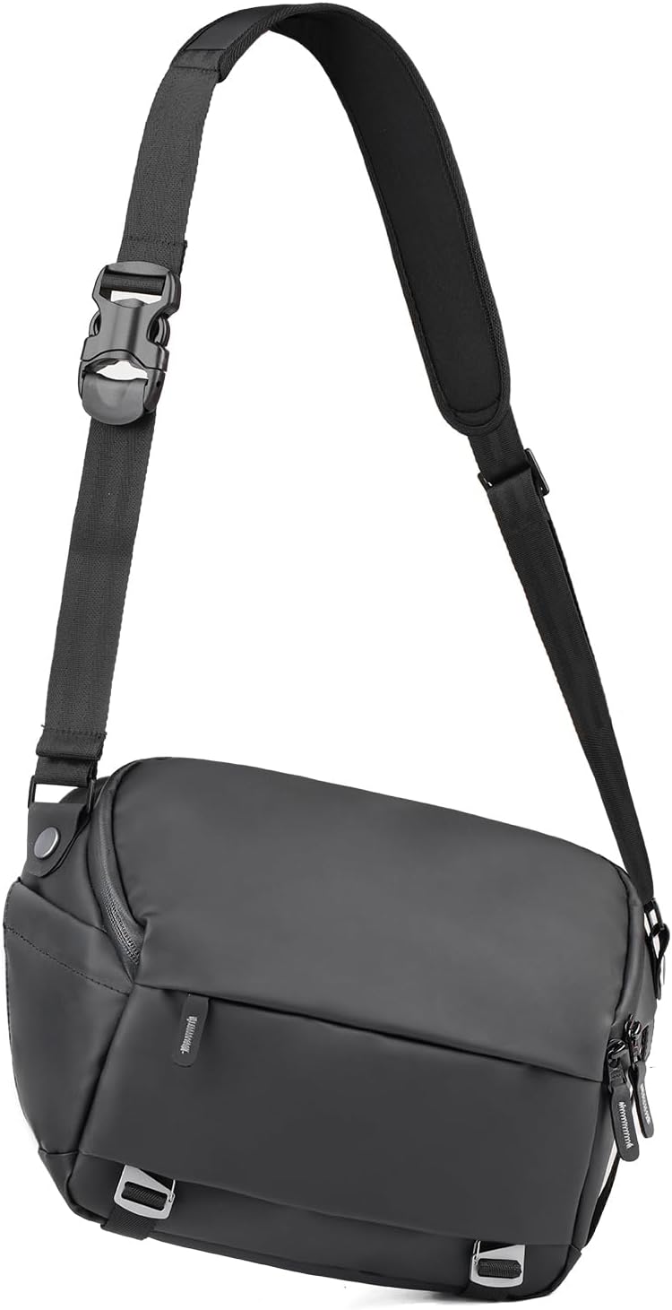 Besnfoto Camera Bag Waterproof Shoulder Sling Crossbody Messenger Bag for Photographer DSLR SLR Mirrorless Cameras 6 Liters, Black