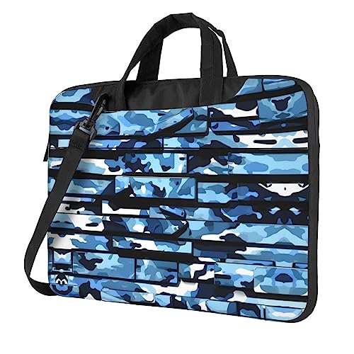 Sac ordinateur 13 pouces bleu camouflage pour femme chic
