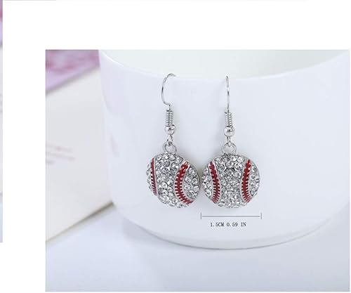 Miniatura 2 de Aretes colgantes de esmalte de cristal de béisbol y softball para niñas