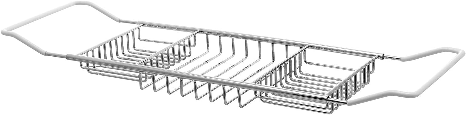 Cabilock Stainless Steel Bathtub Tray Stretchy Anti Slip Bathtub Tray Over Bath Tub Racks for Shower Bath Phone Pad Book Holder Silver