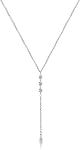 Necklaces for Women, Dainty Layered Lariat Necklace 14k Gold Silver Plated Y Shaped Beaded Chain Non Tarnish Drop Necklaces Simple Trendy Adjustable Jewelry Gifts