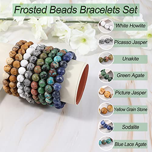 Bivei Natural Gemstone Semi Precious Healing Crystals Handmade Stretchy Round Beads Bracelet, Enhance Positive Energy thumb #3