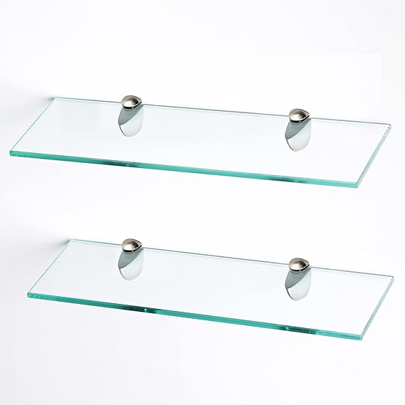 VASUHOME 2 Tier Glass Shelf for Bathroom, Floating Glass