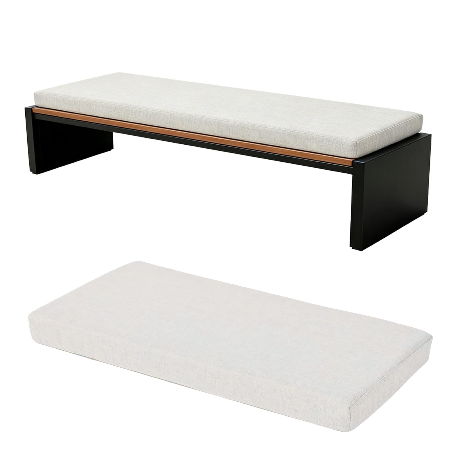 TRQQWEQQ Bench Cushion for Indoor/Outdoor 3cm Thick Chenille Non-Slip Furniture Replacement Cushion Washable Swing Bench Cushions with Zipper for Patio Garden Porch(Beige,12x42in)