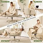 Chaise Criss Cross avec accoudoirs & Roues, PU chaise de bureau en cuir Criss Cross, confortable réglable grand ordinateur pivotant Chaises de bureau pour la maison, maquillage, chambre à coucher (crème)