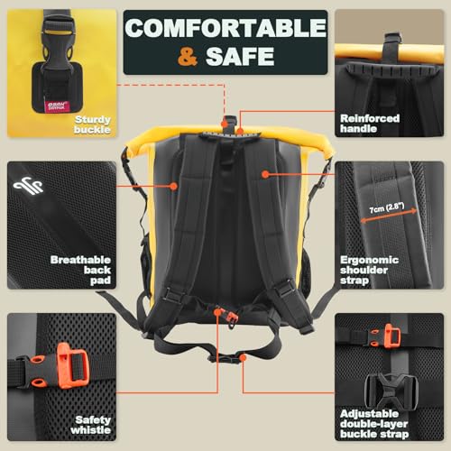Image of OSAH DRYPAK Waterproof Backpack Dry Bag 25L /35L /55L /85L - Heavy Duty Roll-Top Hiking Backpack Sack Keeps Gear Dry for Travel, Kayaking, Boating, Camping, Rafting and Fishing