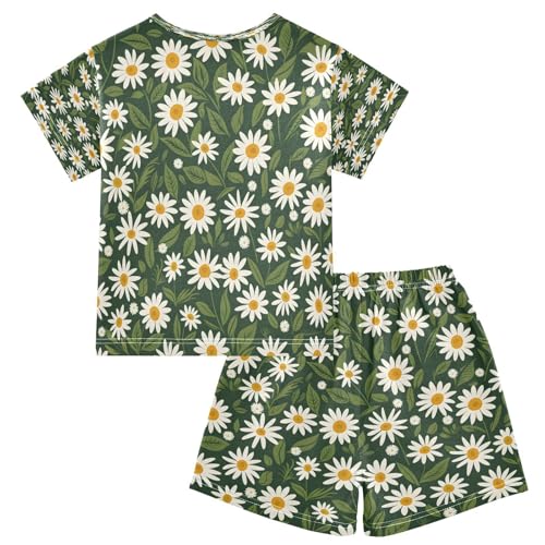 senya Short Sleeve Pajamas Sets Summer Cotton Sleepwear Daisies on Hand Draws2