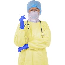 RightCare Disposable Isolation Gown Non-Medical 25gsm, Universal, Yellow, Open Back with Elastic Cuffs, Case of 100