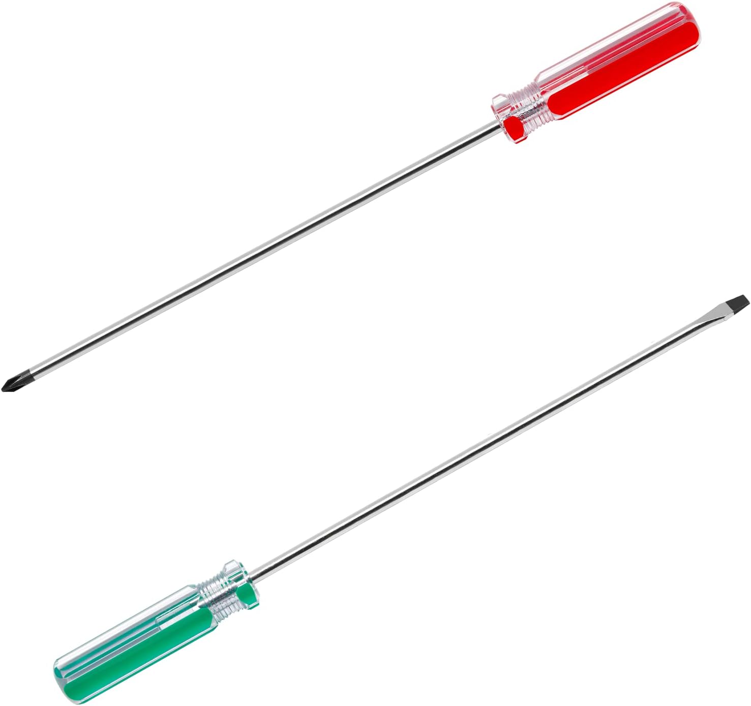 2 PCS Magnetic Screwdriver Set, Magnetic 5mm Phillips and Flat Head Tips Screwdriver with 10” Steel Shaft for Repair Home Improvement