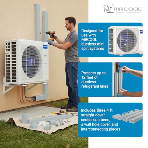 Image of MRCOOL LineGuard Line Set Outdoor Cover for Ductless Mini Split System, Protection from Wind, Rain and Extreme Temperatures, Gray