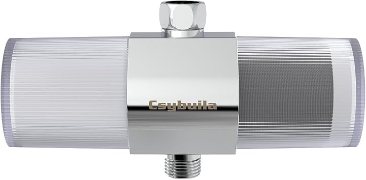 Dual Cartridge Shower Filter with Multi-Stage & Carbon Fiber Filtration, Hard Water Softener for Chlorine & Heavy Metal Removal, Skin & Hair Care, Tool-Free Installation
