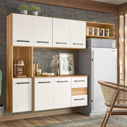 Cozinha Compacta Suspensa 7 Portas 2 Gavetas Juliete Freijó/off W...