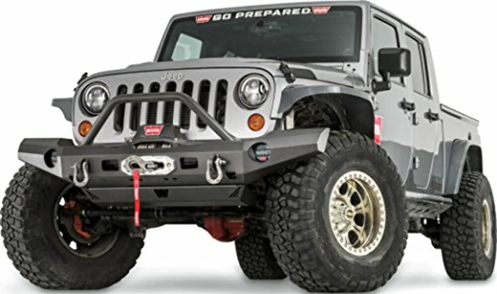WARN 101465 Elite Series Full-Width Front Bumper for Jeep JK Wrangler, with Grille Guard Tube