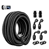 EVIL ENERGY Conductive 6AN PTFE Fuel Line Kit, Antistatic E85 Compatible PTFE Fuel Hose Kit 10FT, AN6 Nylon Braided Fuel Line Hose with 5/16" ID