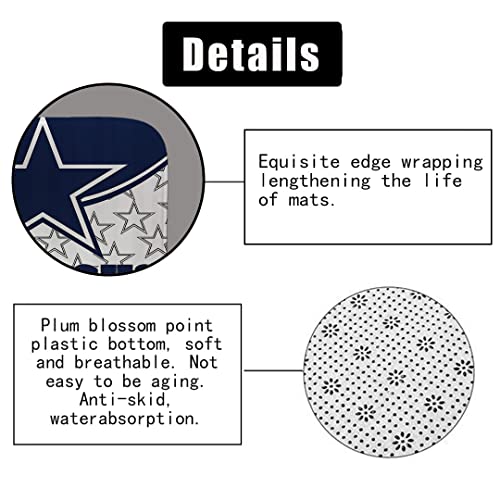 Namdeva 4Pcs/Set American Football Shower Curtain, White Navy Blue Texas Star Player Athlete Championship Modern Cool Sports Bathroom Decor For Men, Non-Slip Bath Rugs Toilet Mats, White & Blue Stars #TOP5