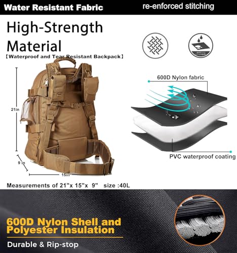 Tactical Backpack Military Army Daypack - Assault Pack for Men Molle Backpacks Bug Out Bag 3 Day Pack for Hiking Camping Travel Hunting Rucksack Trekking Coyote - Image 5