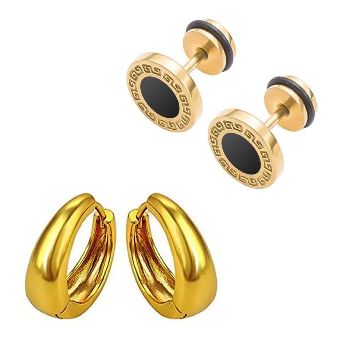 shobhram 2 Pair Combo Earrings for Men and Boys | Stainless Steel Earrings for Boys | ComSTEa-12-picture-31