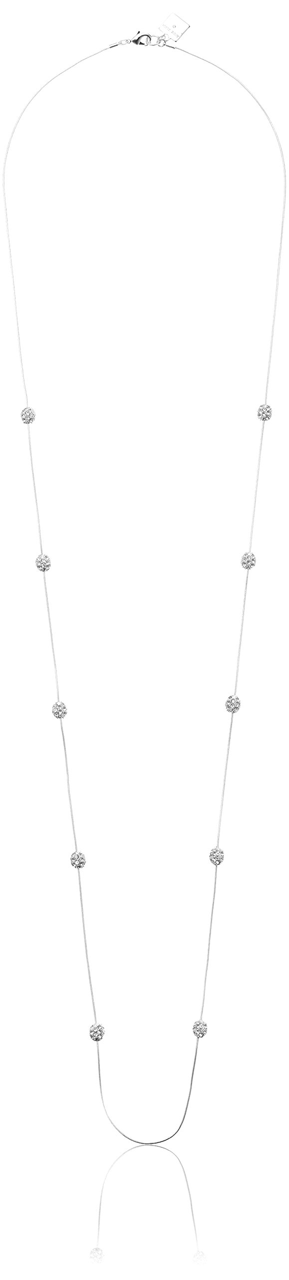 Anne KleinSilver Tone and Crystal 42" Fireball Illusion Strand Necklace, 42"