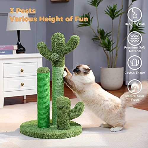 Pawz Road Cat Scratching Post Cactus Cat Scratcher With 3 Scratching Poles And Dangling Ball Large 27 Inches #TOP5