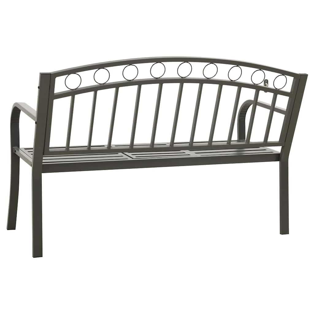 Gartenbank mit integriertem Tisch, Stahl 120x51x81 cm, Grau, Balkon Terrasse Garten, platzsparend