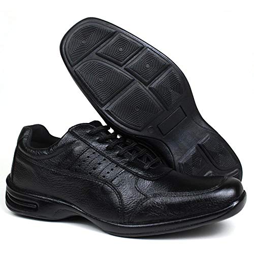 KIT Sapato Anti Stress Casual Masculino Confort + Cinto e Carteira Couro Cor:Preto;Tamanho:38