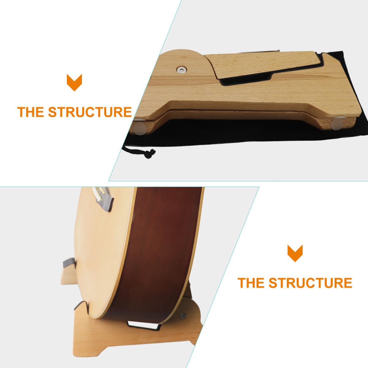 BESPORTBLE Supporto per Chitarra e Basso in Legno Leggero e Portatile, Stand per Chitarra Elettrica per Negozio di Strumenti Musicali e Utilizzo Domestico