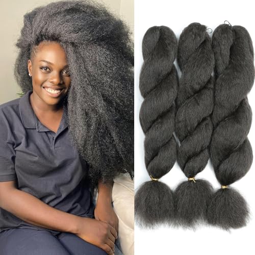 Crochet Vixen Bundles 22 inch Kinky Straight Crochet Hair for Black Women 3 Packs Premium Synthetic Fibers Crochet Braids (4, 22 inch)