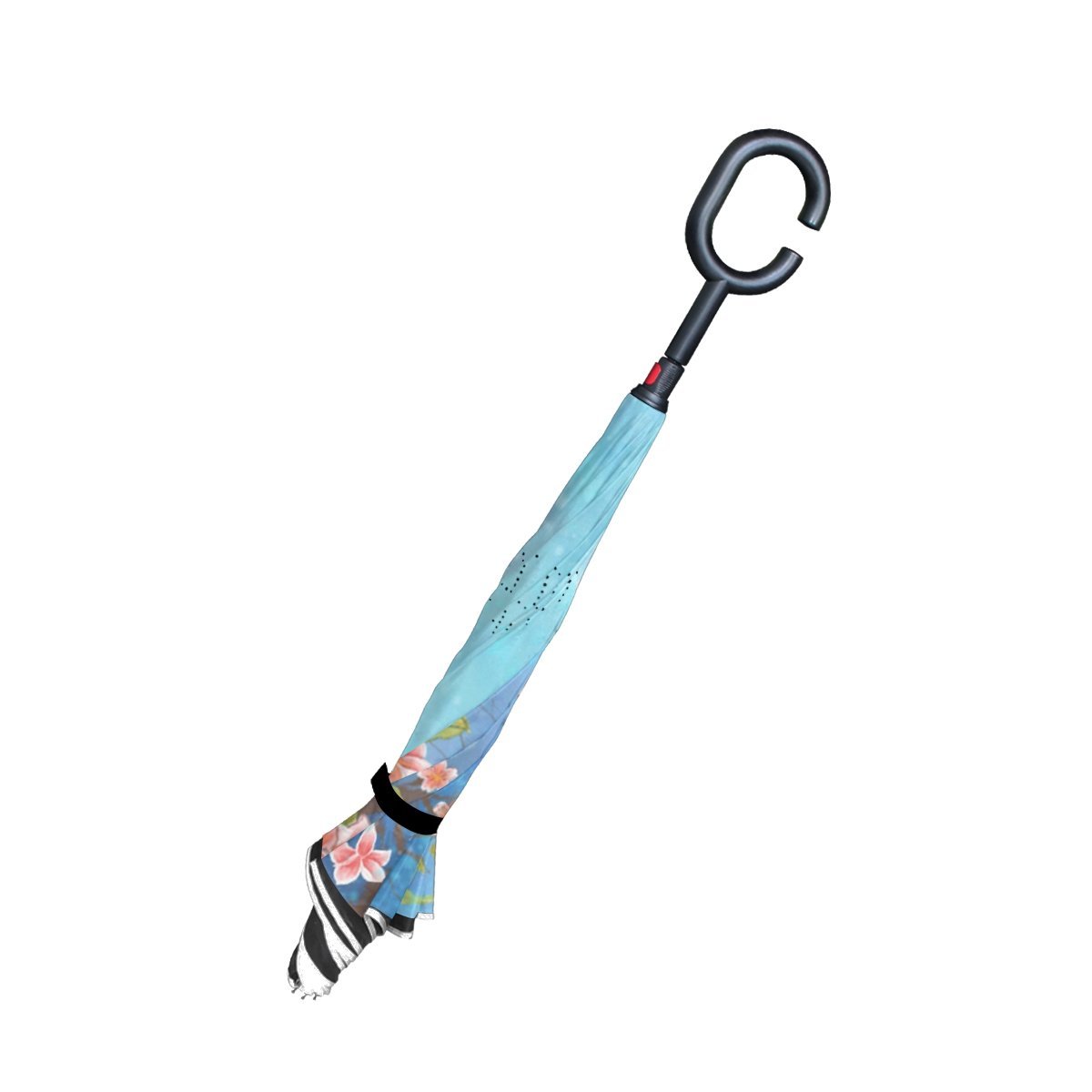 Mnsruu - Paraguas invertido de Doble Capa con diseño de Flores Rosas Elegantes, Paraguas Plegable Resistente al Viento, protección UV, para Uso en Coche, Lluvia al Aire Libre, con Mango en Forma de C