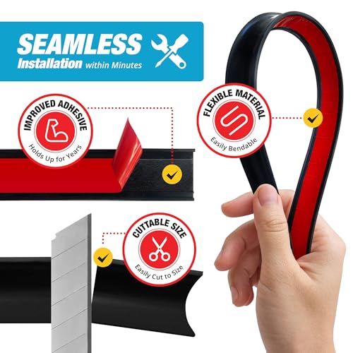 Image of Shower Threshold Water Dam Barrier 39 inch - Black Collapsible Walk in Shower Water Guard - Door Bottom Seal Strip Leak Guard by Hippo Dam