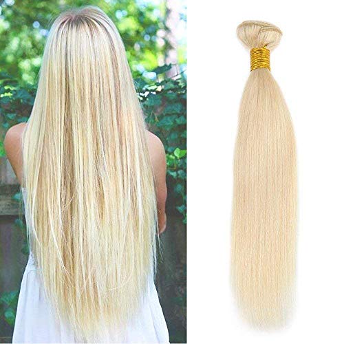 【Promotion】Full Shine 18" Remy Brazilian Hair Blonde Straight Human Hair Extensions 100g Per Bundle Blonde (#613)