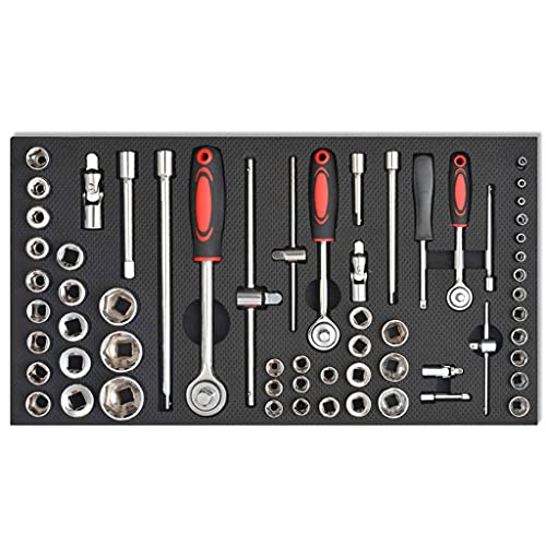 HINSD Werkstattwagen mit 1125 Werkzeugen, Stahl, rot, Farbe: rot, Material: Stahl – Bild 8