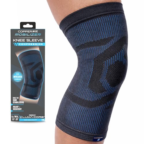Copper Fit Mobilizer Knee Sleeve – ProSeries with Removable Side Stabilizers Knee Support for Advanced Recovery – Mobility, Knee Pain, Swelling, Inflammation, Circulation, Arthritis, Tendonitis (L/XL)