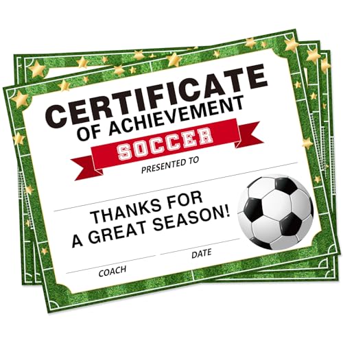 30 Pcs Children's Soccer Achievement Certificates