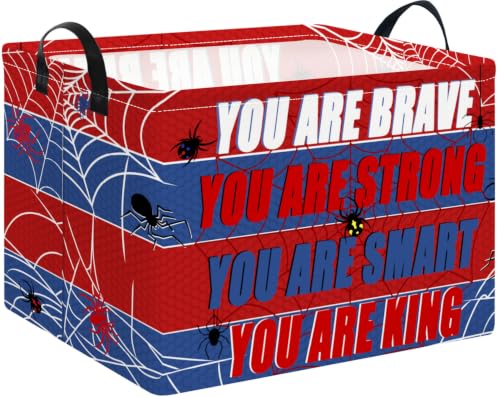 Image of NTAOHAMPER Rectangular Storage Basket Empty,Storage Bin with Handles,Room Decor,Gift Basket,Book Box(Spider Web)