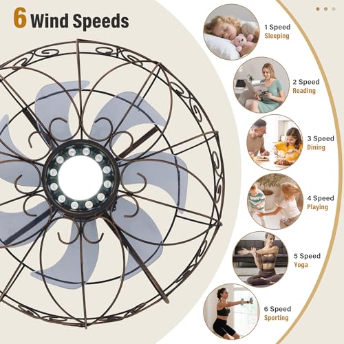 Kuailkag Outdoor Fan for Gazebo, 15" Plug in Caged Gazebo Ceiling Fans,Remote/APP,3 CCT,6 Speeds,Hanging Fan with Light for Patio Porch Pergola Outside (Bronze) by Kuailkag - Used condition - Image 3