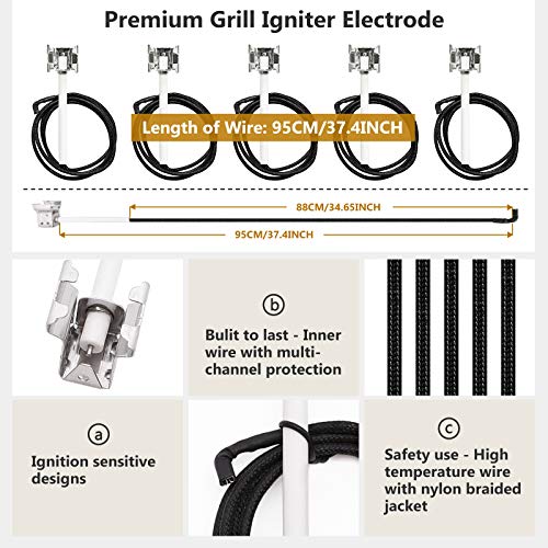 Grill Replacement Parts For Nexgrill 720-0896 720-0882A 720-0896B 720-0896E 720-0925, Heat Plates Shield Flame Tamer Grill Burner Pipe Tube Ignitor Parts For Nexgrill 5 Burner 720-0882A Grill #TOP6