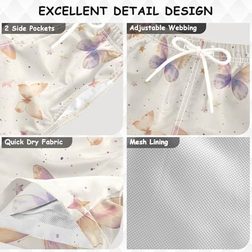 senya Butterflies Stars Pink Boys Swim Trunks Toddler Shorts Swimwear Boardshorts3