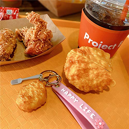 Lewote Airpods Silicone Case Funny Cute Cover Compatible For Apple Airpods 1&2[Simulation Food Series][Best Gift For Girls Or Couples] (Fried Chicken Nuggets) #TOP5