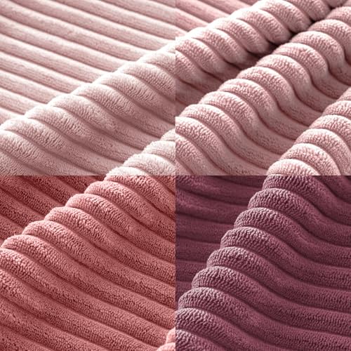 Image of MIULEE Pack of 4 Purple Pink Valentines Corduroy Decorative Throw Pillow Covers 18x18 Inch Soft Boho Striped Pillow Covers Modern Farmhouse Spring Home Decor for Sofa Living Room Couch Bed