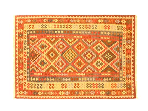 Tapis Maimana afghan vert en laine 254 x 158 cm pour réchauffer le salon