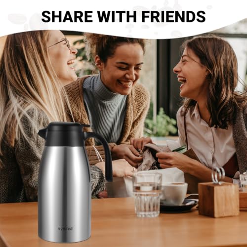 Image of Insulated Coffee Carafe, 68 oz, Keeps Hot for 12H, Silver