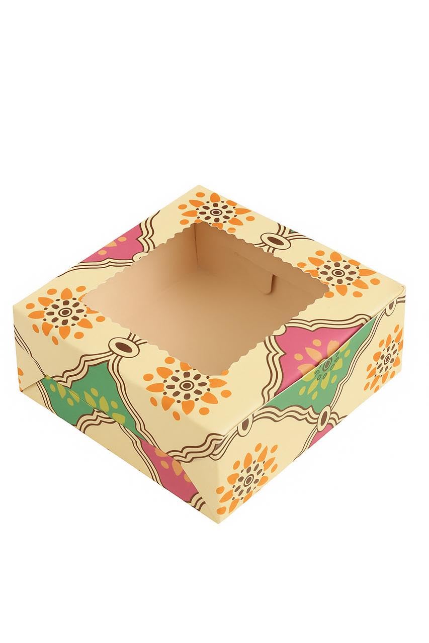 Browine Box | Pack of 25 | Eco-Friendly Packaging for Chocolates, Cookies, Brownies, Mithai, Donuts, Premium 4 Cavity, Multipurpose box | With Transparent Window | Easy to Assemble 9 x 9 x 4 cm-image-29