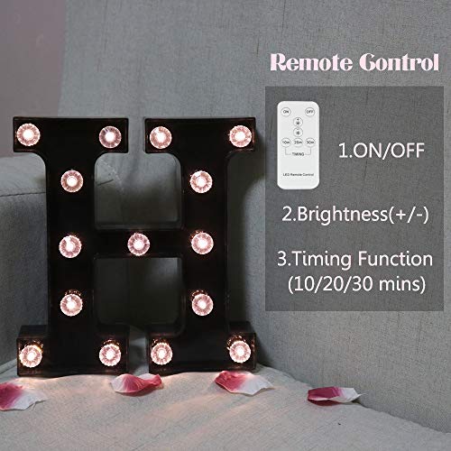 Image of Obrecis LED Marquee Letter Lamp, Diamond Bulb H, Black, Battery Powered, Night Light, Home Bar, Christmas, Birthday Party, Wedding Decoration
