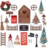 LIAMERHE Wichteltür Set 25Pcs Miniatur Wichteltür Zubehör Weihnachten Weihnachtswichtel Komplettset Tür Weihnachtsdeko Elfentür für Kinder Wichtelhaus Holz Wichtel Tür mit Zäun, Leiter, Stiefel, Kranz