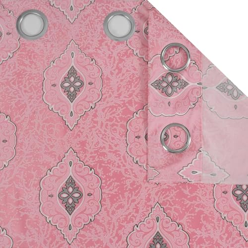 Image of Room Darkening Home Decor Curtains for Living Room, Bedroom Doors and Windows Panel, Parda, Eyelets Hanging, Pink, 4 x 8 Feet, 1 Piece