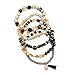 RIAH FASHION Bohemian Mix Bead Multi Layer Versatile Statement Bracelets - Stackable Beaded Strand Stretch Bangles Sparkly Crystal, Tassel Charm (Black)