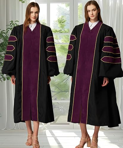 Image of MyGradDay Unisex Deluxe Graduation Doctorate Robe with Gold Piping Available for Customization