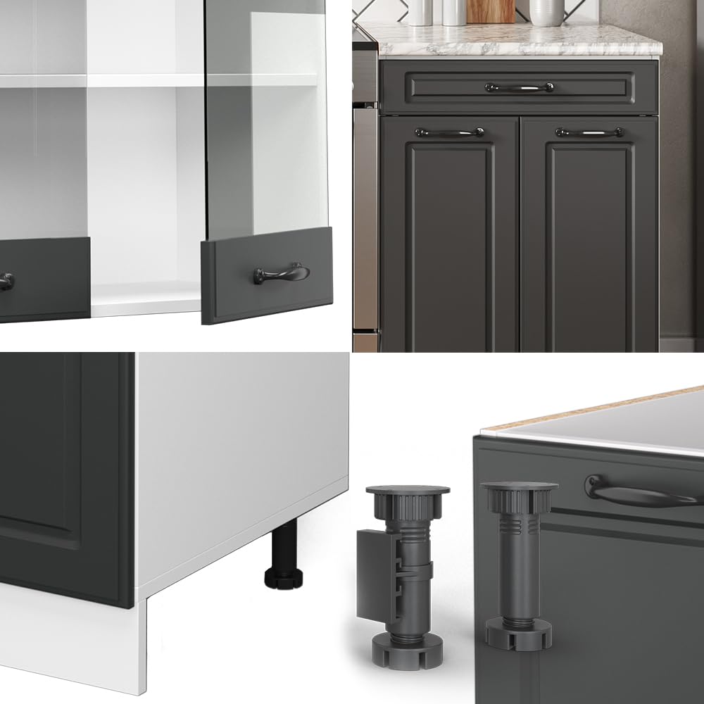 Vicco Cucina componibile R-Line, Antracite rustico/bianco, 200 cm, PL Antracite, adatto per l'espansione individuale con moduli aggiuntivi